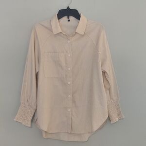 HOTEVE Womens Longsleeved Striped Button-Up Shirt  Size M